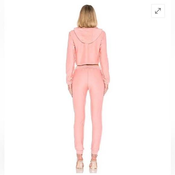 Danielle Guizio x Revolve Blush Pink Cropped Hoodie Sweatshirt Top XS - Picture 2 of 5